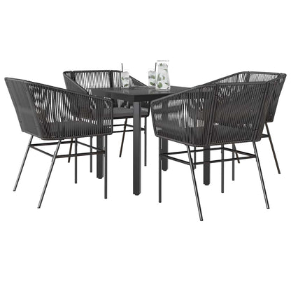 9-Delige Tuinset Met Kussens Poly Rattan Glas