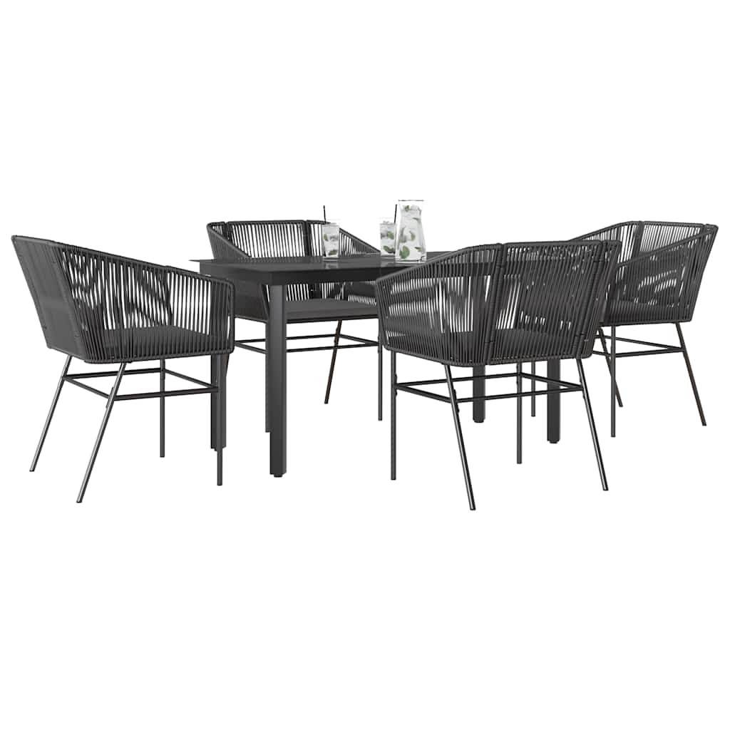 9-Delige Tuinset Met Kussens Poly Rattan Glas