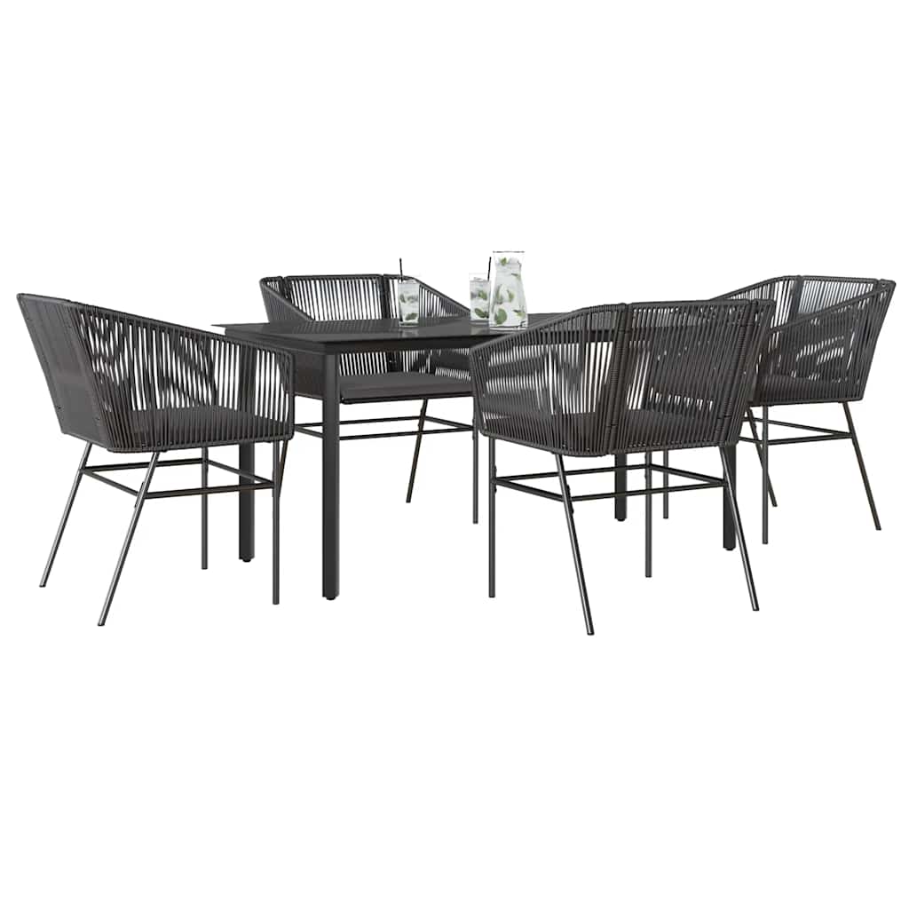 9-Delige Tuinset Met Kussens Poly Rattan Glas