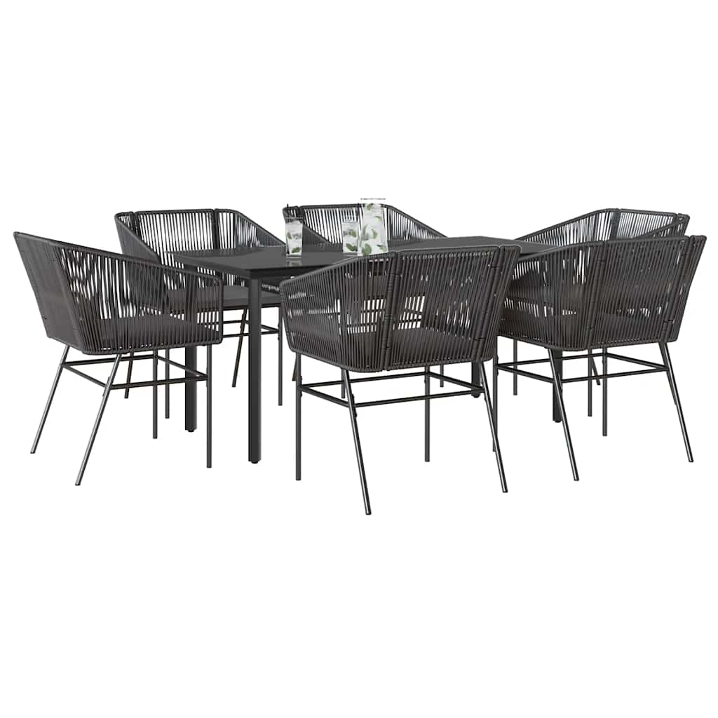 9-Delige Tuinset Met Kussens Poly Rattan Glas