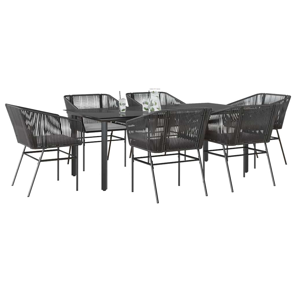 9-Delige Tuinset Met Kussens Poly Rattan Glas