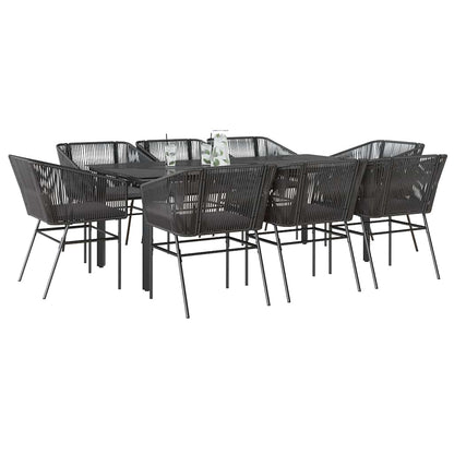 9-Delige Tuinset Met Kussens Poly Rattan Glas