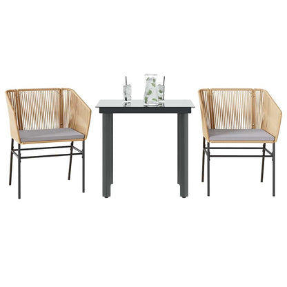 9-Delige Tuinset Met Kussens Poly Rattan Glas