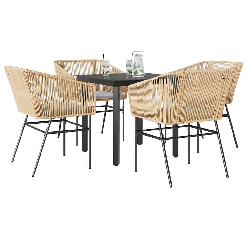 9-Delige Tuinset Met Kussens Poly Rattan Glas