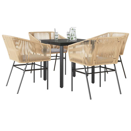 9-Delige Tuinset Met Kussens Poly Rattan Glas