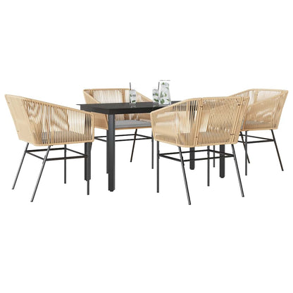 9-Delige Tuinset Met Kussens Poly Rattan Glas