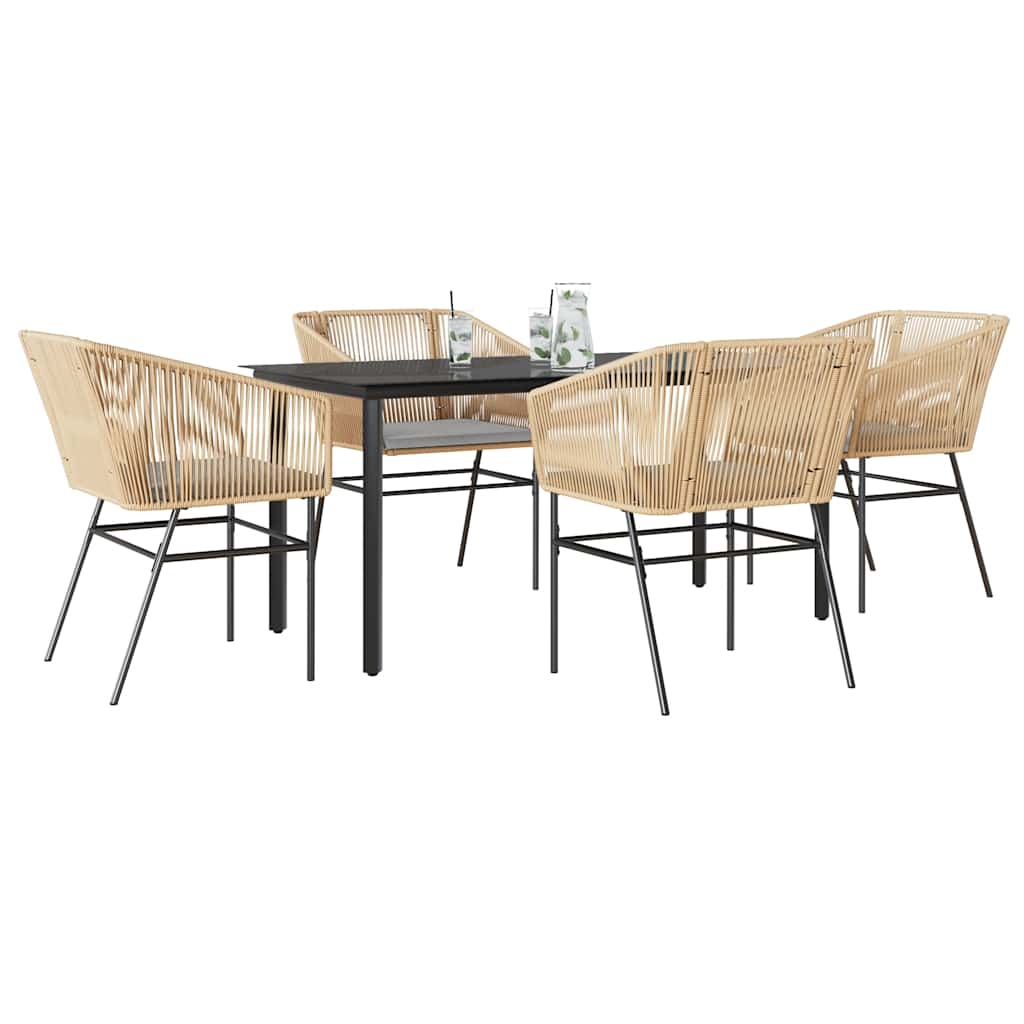 9-Delige Tuinset Met Kussens Poly Rattan Glas