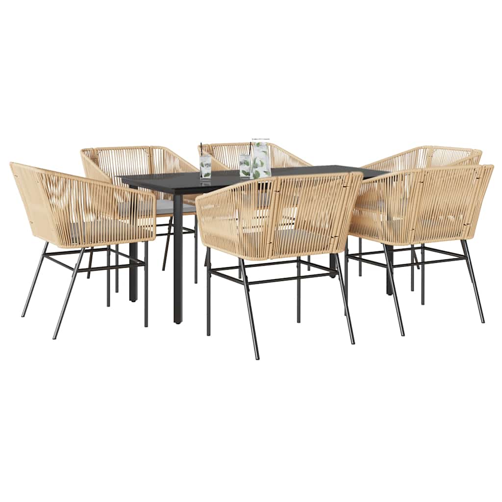 9-Delige Tuinset Met Kussens Poly Rattan Glas