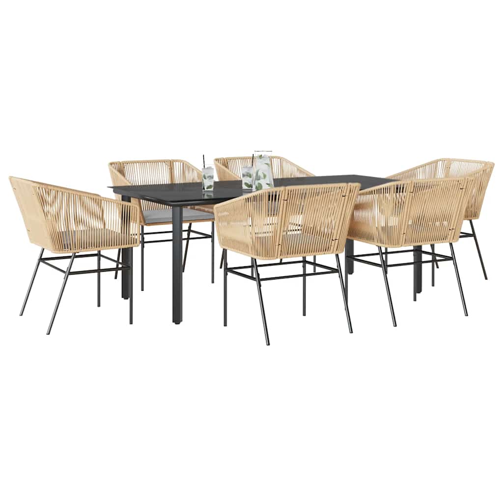 9-Delige Tuinset Met Kussens Poly Rattan Glas