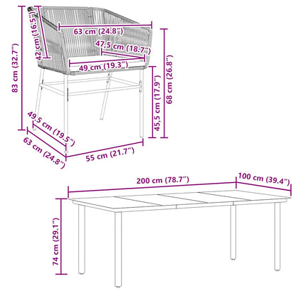 9-Delige Tuinset Met Kussens Poly Rattan Glas