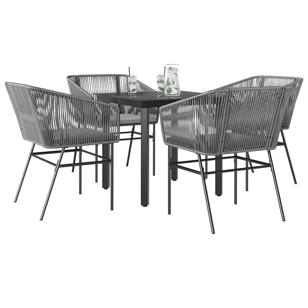 9-Delige Tuinset Met Kussens Poly Rattan Glas