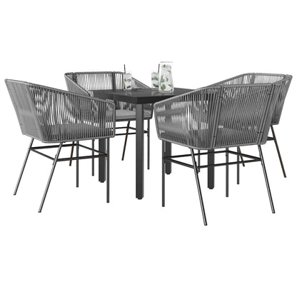 9-Delige Tuinset Met Kussens Poly Rattan Glas
