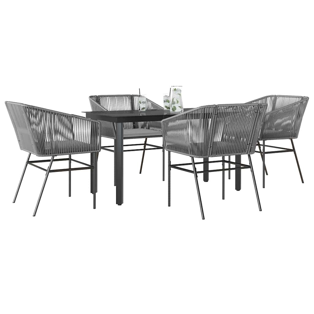 9-Delige Tuinset Met Kussens Poly Rattan Glas