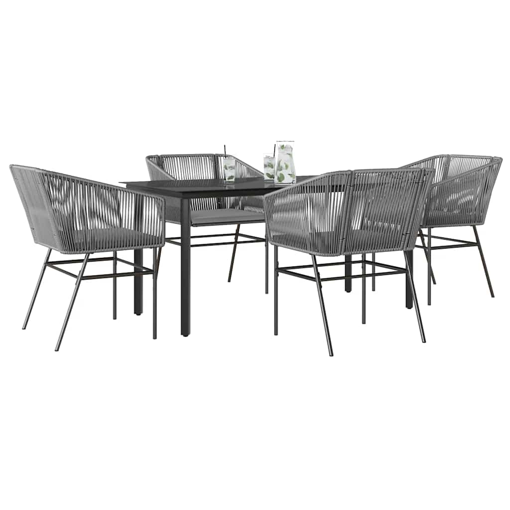 9-Delige Tuinset Met Kussens Poly Rattan Glas