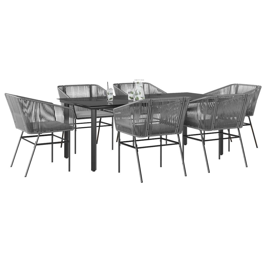9-Delige Tuinset Met Kussens Poly Rattan Glas