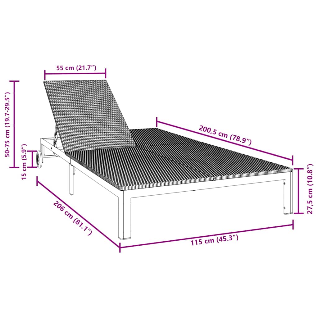 Ligstoel Poly Rattan