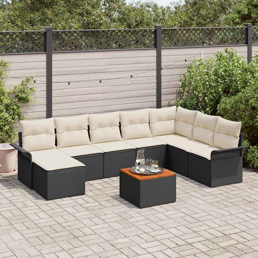 Tuinbank Set Met Kussen 9 Pcs Poly Rattan