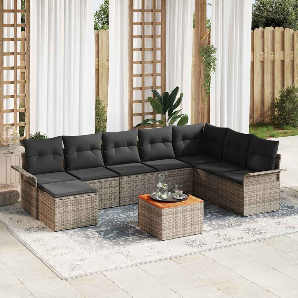 Tuinbank Set Met Kussen 9 Pcs Poly Rattan