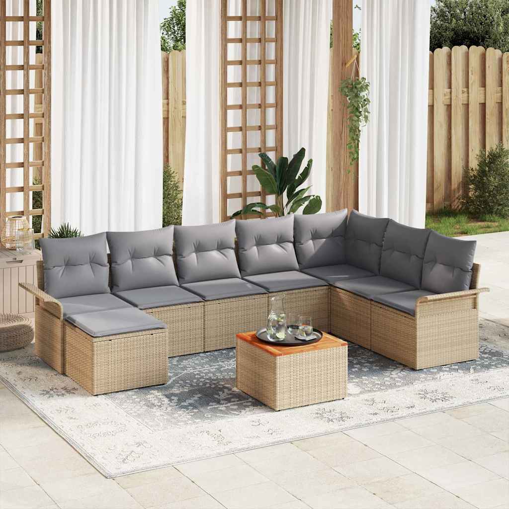 Tuinbank Set Met Kussen 9 Pcs Poly Rattan