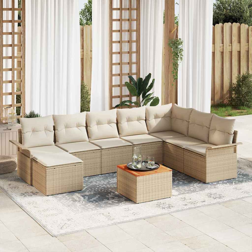 Tuinbank Set Met Kussen 9 Pcs Poly Rattan