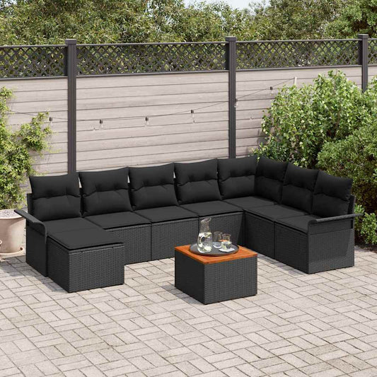 Tuinbank Set Met Kussen 9 Pcs Poly Rattan
