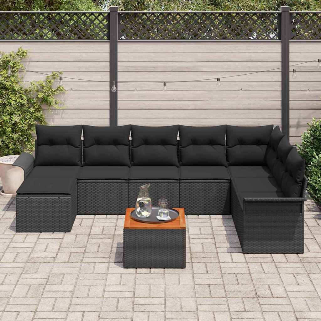 Tuinbank Set Met Kussen 9 Pcs Poly Rattan