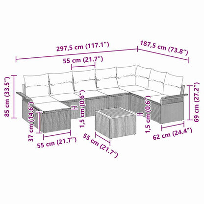 Tuinbank Set Met Kussen 9 Pcs Poly Rattan