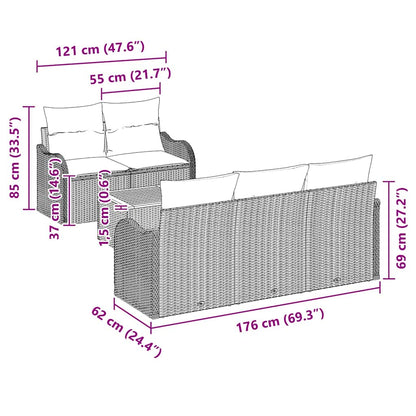 Tuinbank Set Met Kussen 6 Pcs Poly Rattan