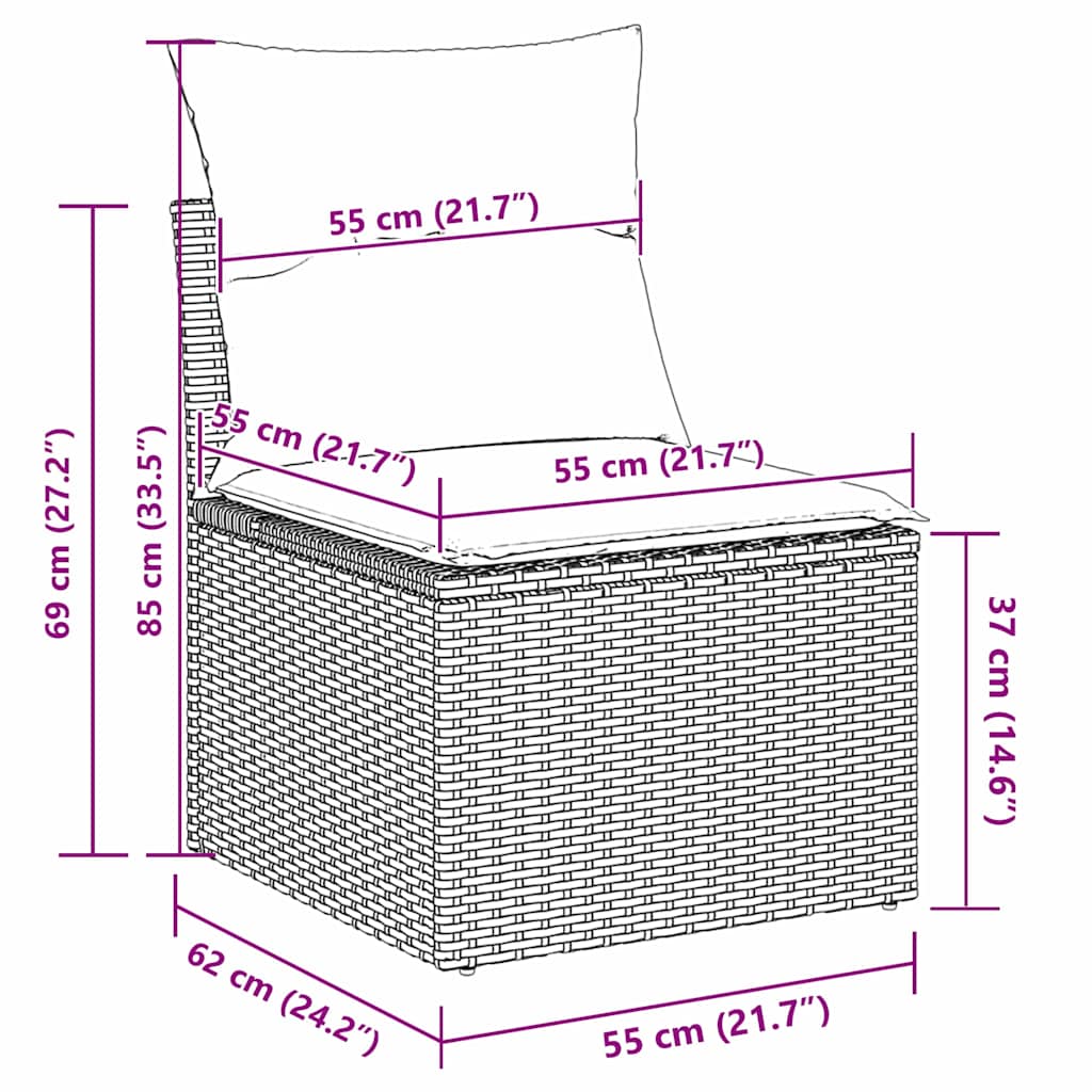 Tuinbank Set Met Kussen 6 Pcs Poly Rattan