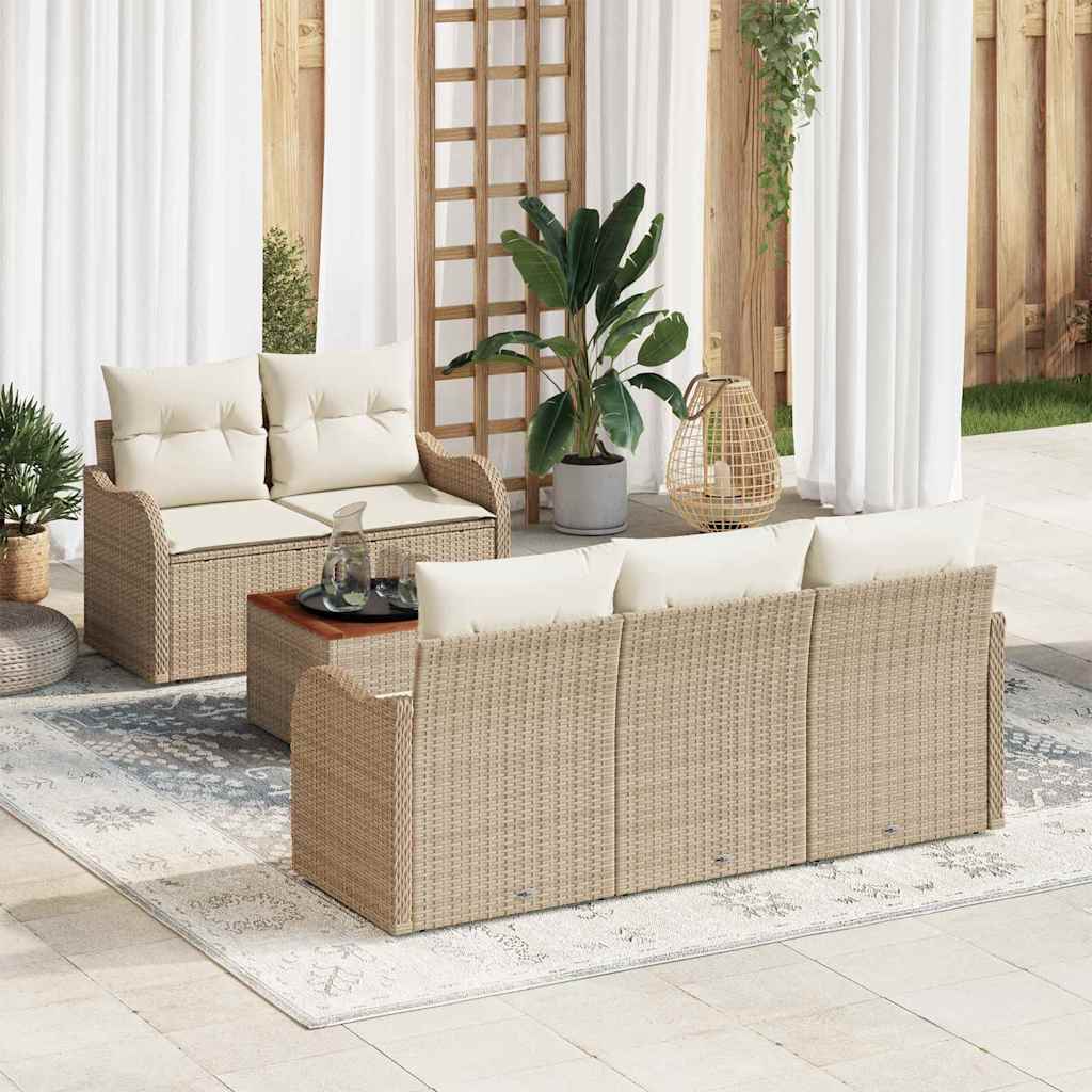 Tuinbank Set Met Kussen 6 Pcs Poly Rattan