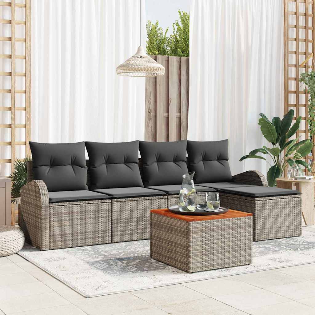 Tuinbank Set Met Kussen 6 Pcs Poly Rattan