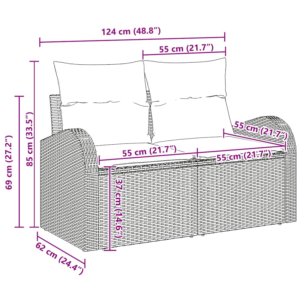 Tuinbank Set Met Kussen 6 Pcs Poly Rattan