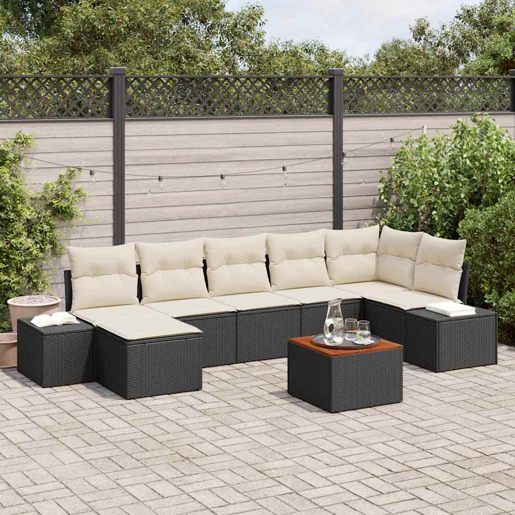 Tuinbank Set Met Kussen 8 Pcs Poly Rattan