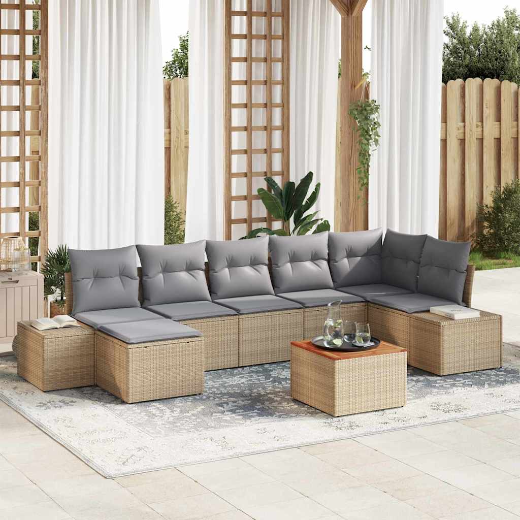 Tuinbank Set Met Kussen 8 Pcs Poly Rattan
