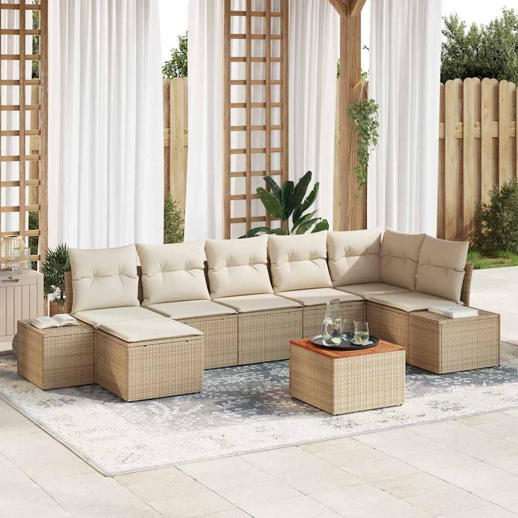 Tuinbank Set Met Kussen 8 Pcs Poly Rattan