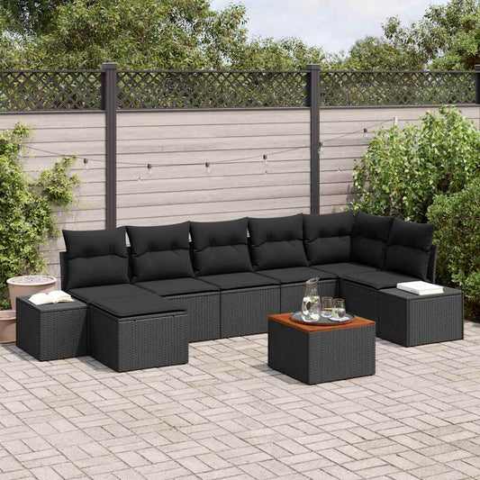 Tuinbank Set Met Kussen 8 Pcs Poly Rattan