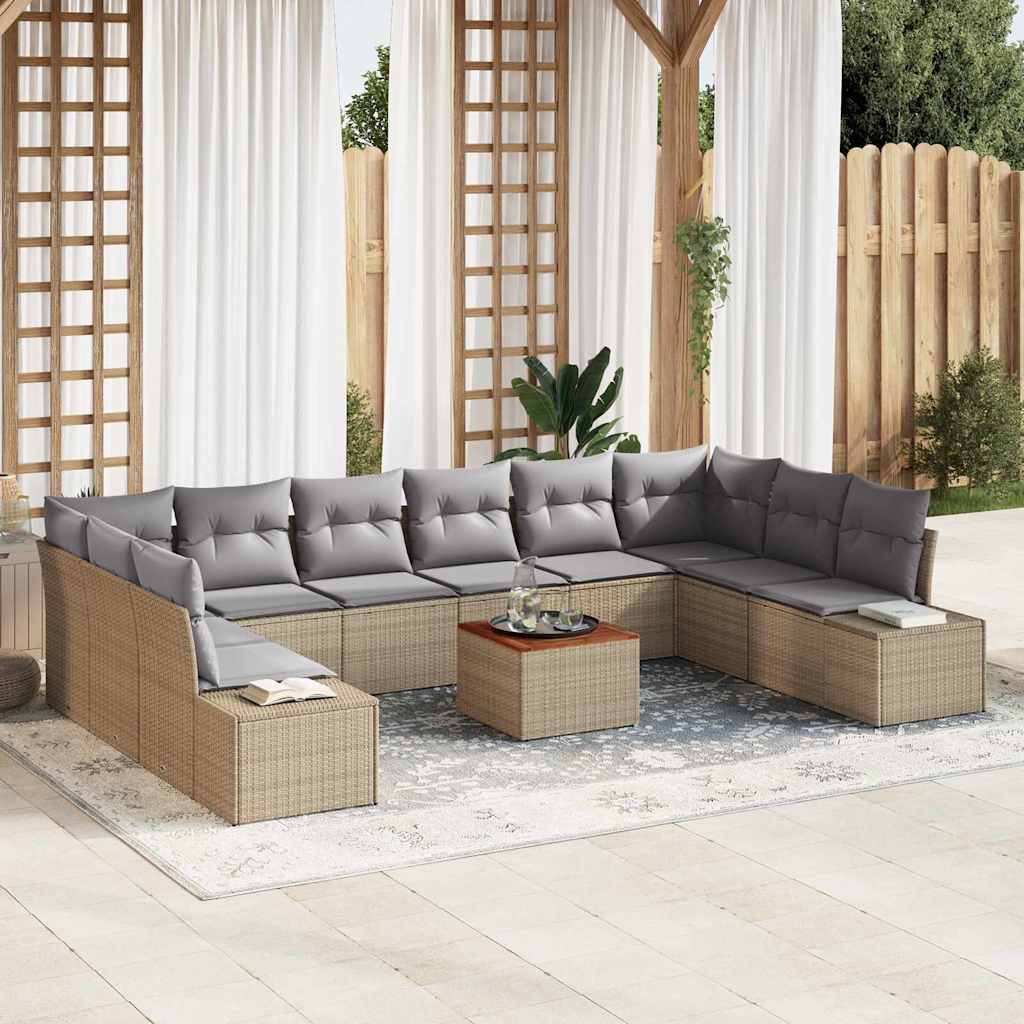 Tuinbank Set Met Kussen 11 Pcs Poly Rattan