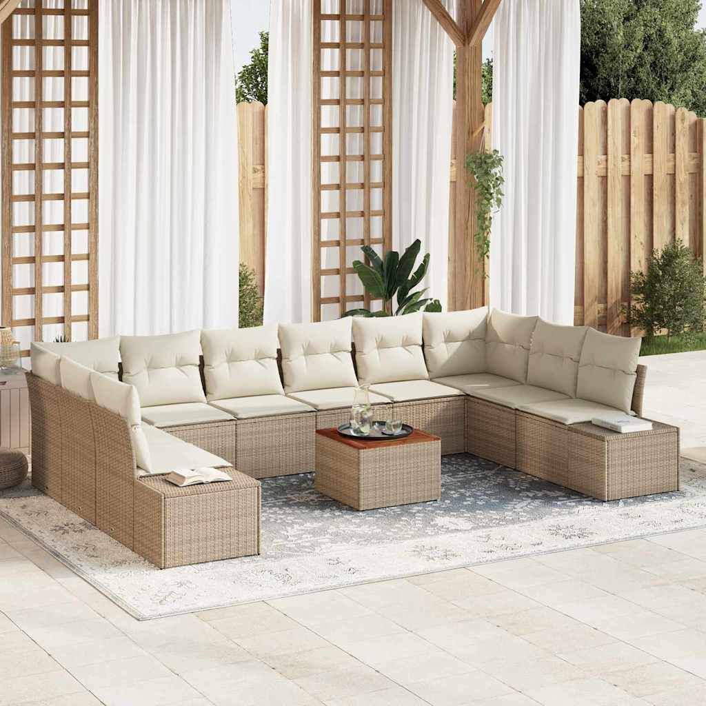 Tuinbank Set Met Kussen 11 Pcs Poly Rattan