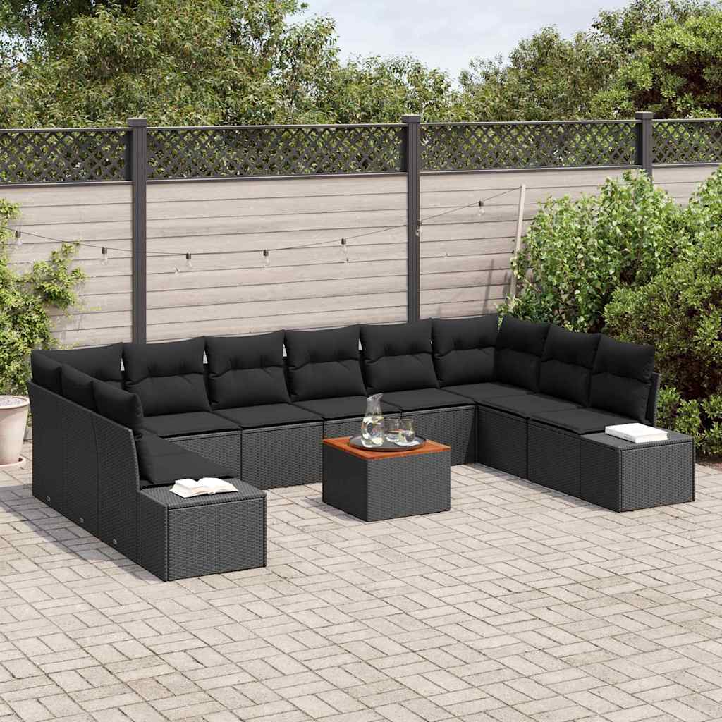 Tuinbank Set Met Kussen 11 Pcs Poly Rattan