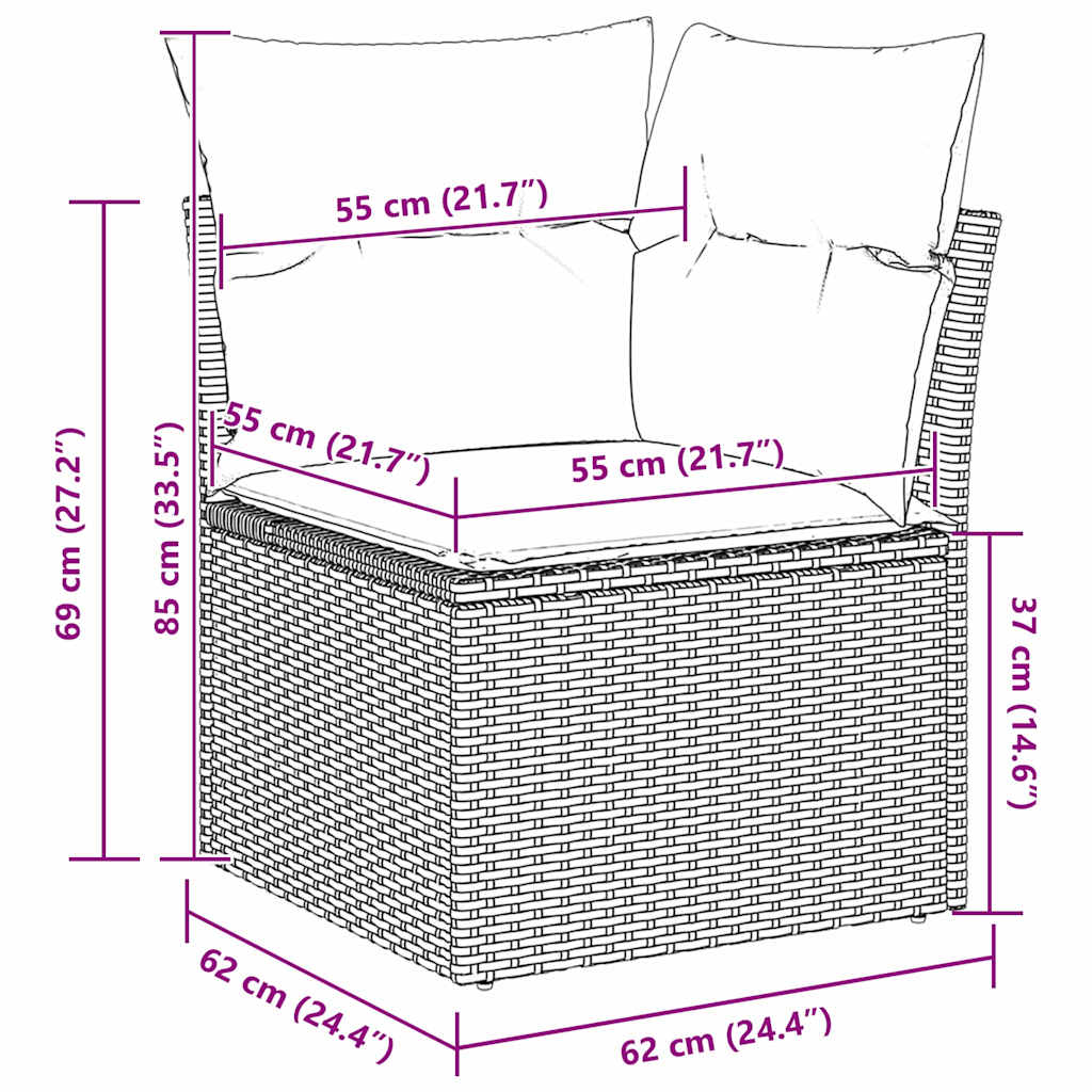 Tuinbank Set Met Kussen 11 Pcs Poly Rattan
