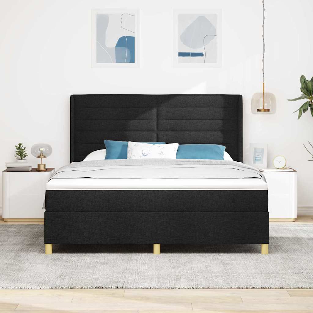 Boxspring Bed Met Matras Met Hoofdeinde Stof Zwart