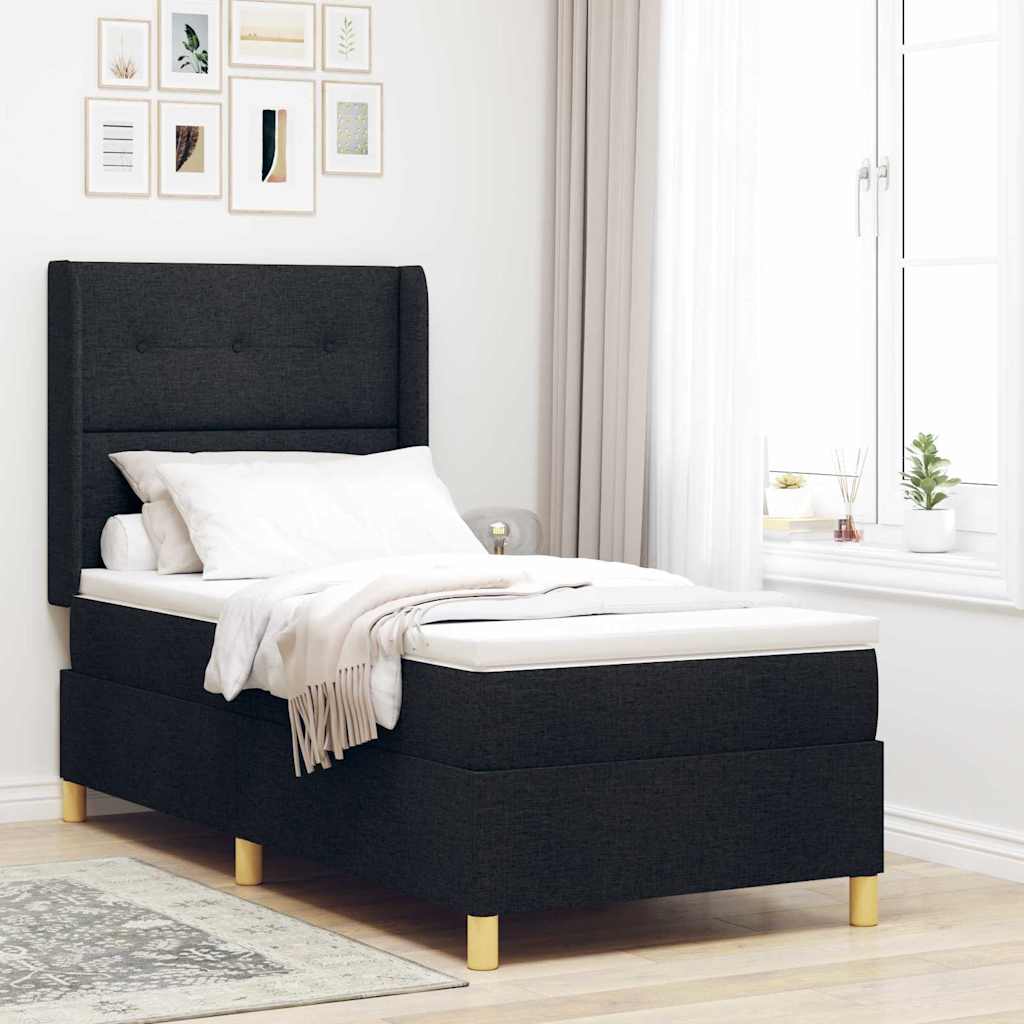 Boxspring Bed Met Matras Met Hoofdeinde Stof Zwart