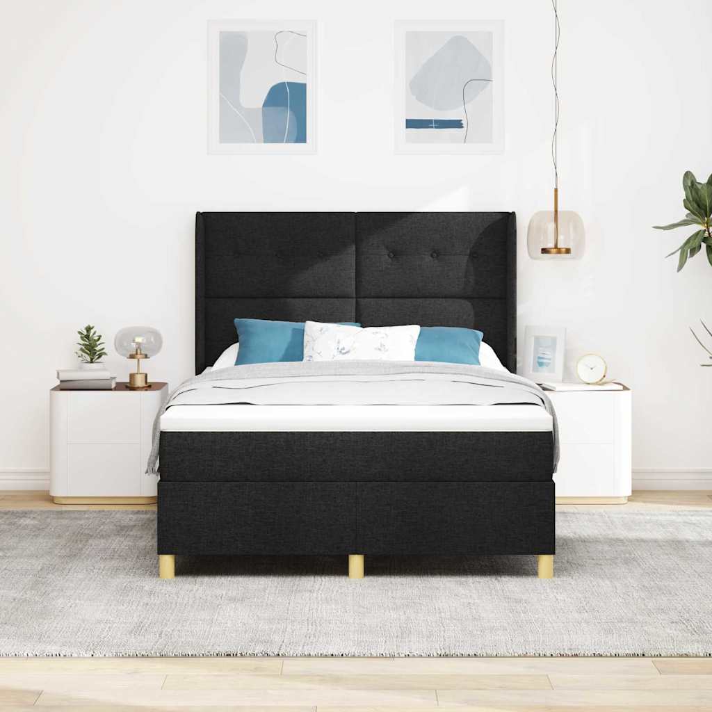 Boxspring Bed Met Matras Met Hoofdeinde Stof Zwart