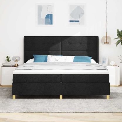 Boxspring Bed Met Matras Met Hoofdeinde Stof Zwart