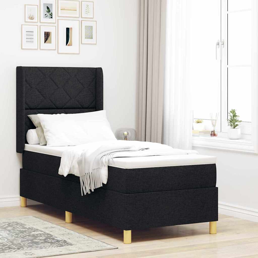 Boxspring Bed Met Matras Met Hoofdeinde Stof Zwart