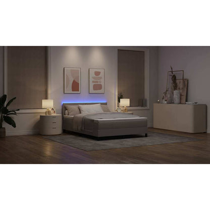 Boxspring Bed Met Matras Met Led Stof Taupe