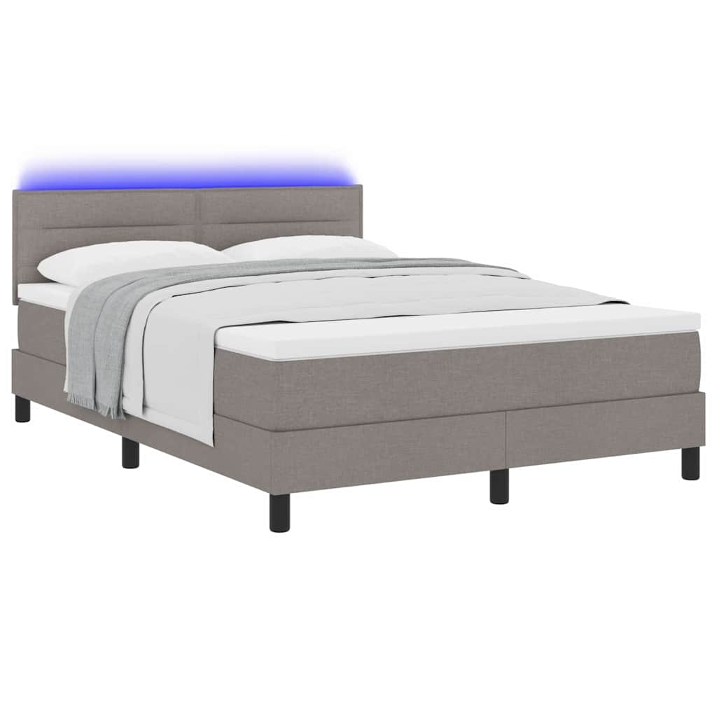 Boxspring Bed Met Matras Met Led Stof Taupe
