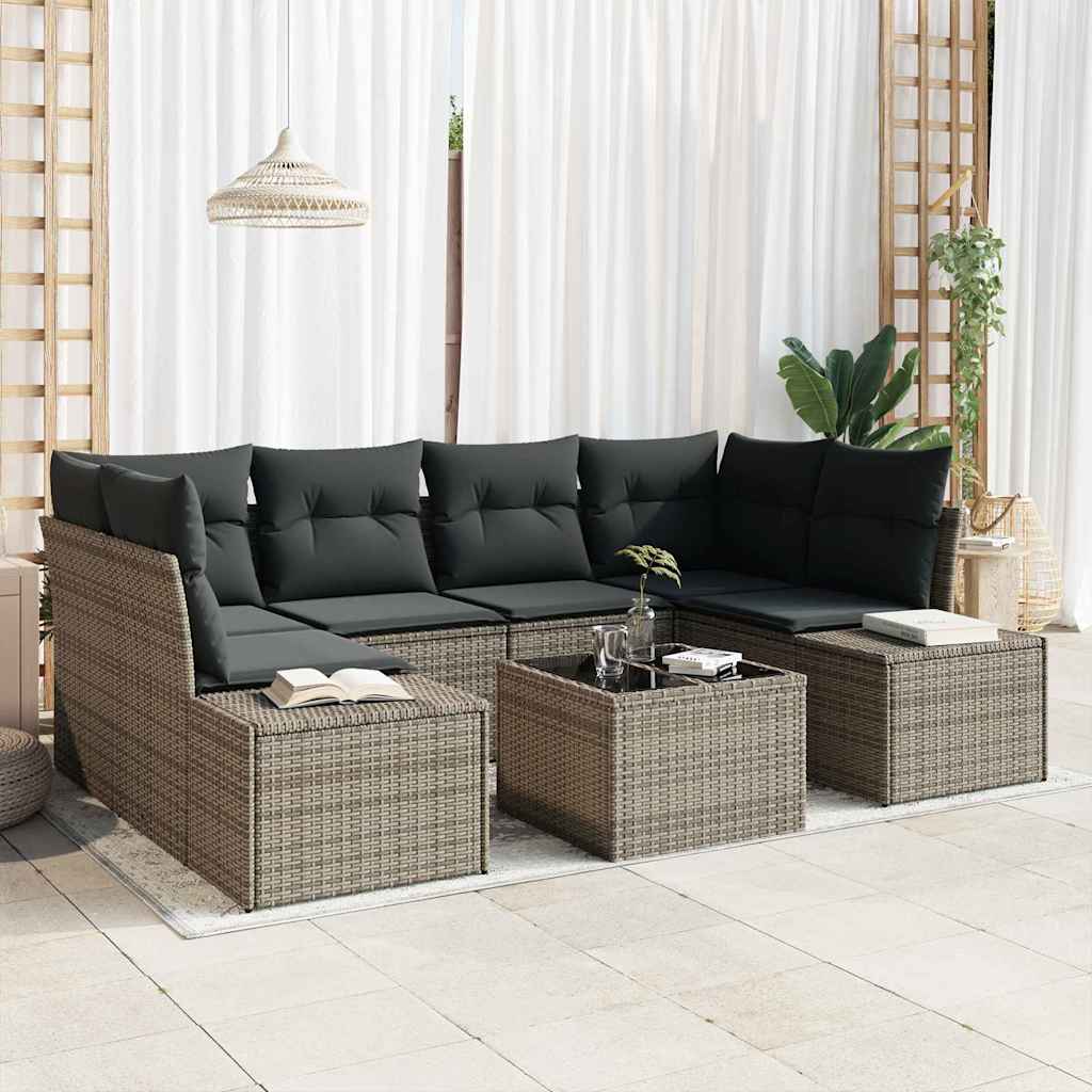 Tuinbank Set Met Kussen Met Opslag 8 Pcs Poly Rattan
