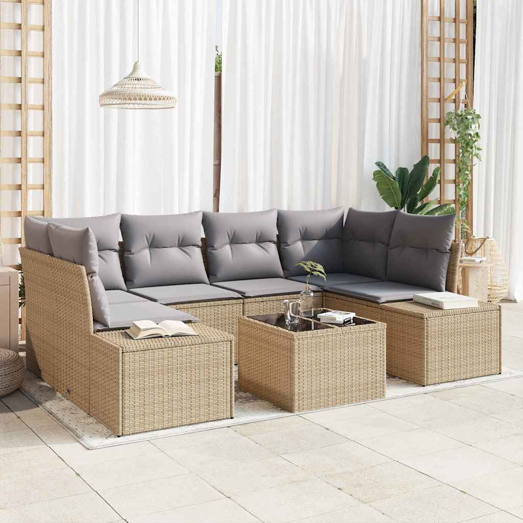 Tuinbank Set Met Kussen Met Opslag 8 Pcs Poly Rattan