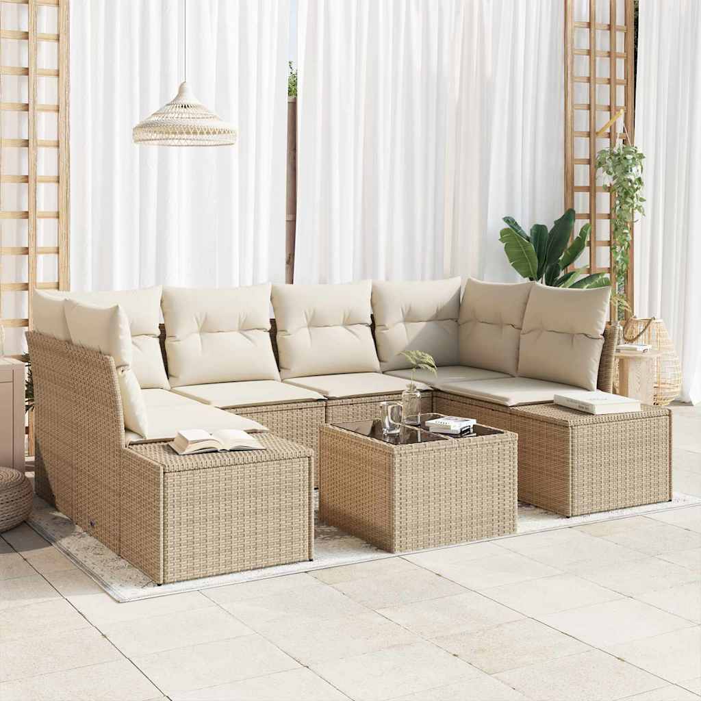 Tuinbank Set Met Kussen Met Opslag 8 Pcs Poly Rattan